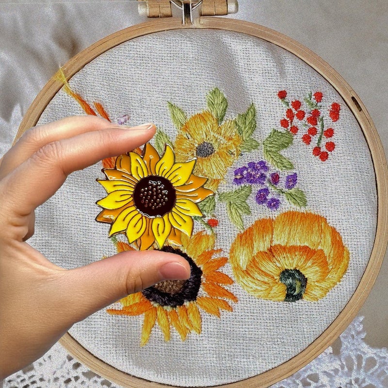 Amesuspes Needle Minder for Keeping Sewing & Embroidery Needles – Magnetic Needlepoint Holder, Cross Stitch Supplies – Secure & Decorative Needle Minders for Stitching & Crafting (Sunflower) - Image 5